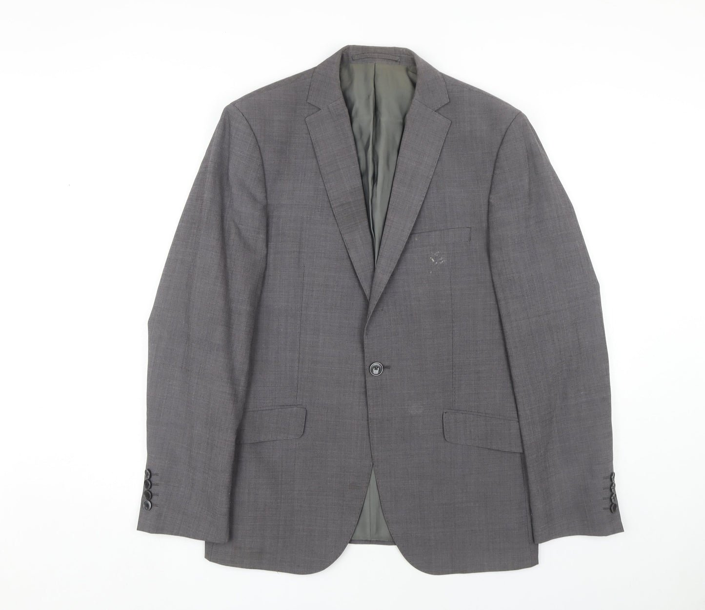 Moss London Men's Grey Slim Fit Blazer, Size M