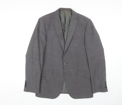 Moss London Men's Grey Slim Fit Blazer, Size M