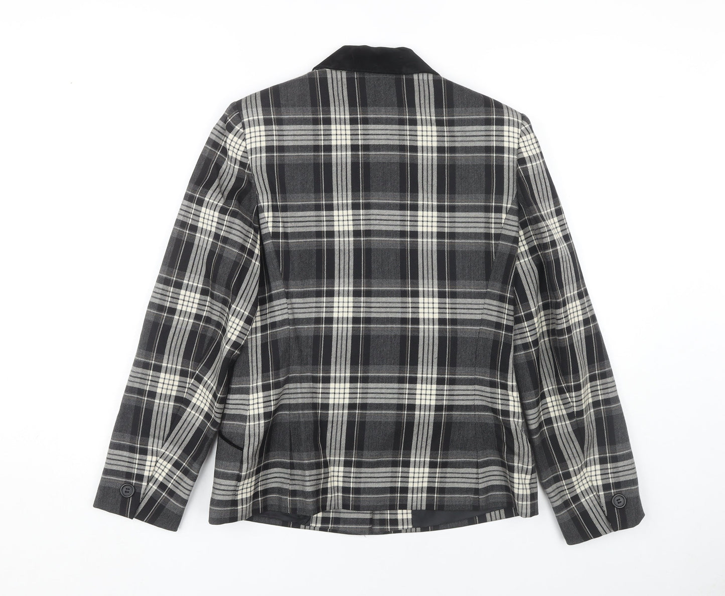 Alexon Women's Plaid Wool Jacket, Black/Grey, Size 10