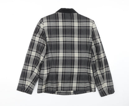 Alexon Women's Plaid Wool Jacket, Black/Grey, Size 10