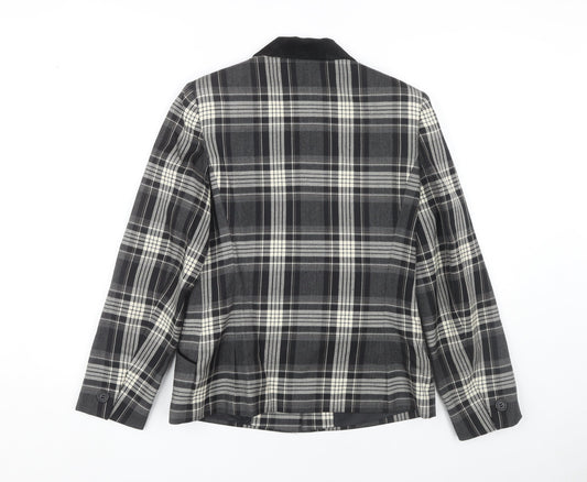 Alexon Women's Plaid Wool Jacket, Black/Grey, Size 10