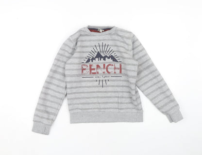 Bench Boys Grey Graphic Striped Pullover Sweatshirt 9-10 Yrs