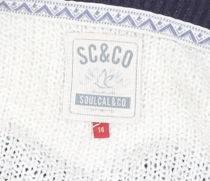 SoulCal & Co Women's Blue Open Front Cardigan, Size 14