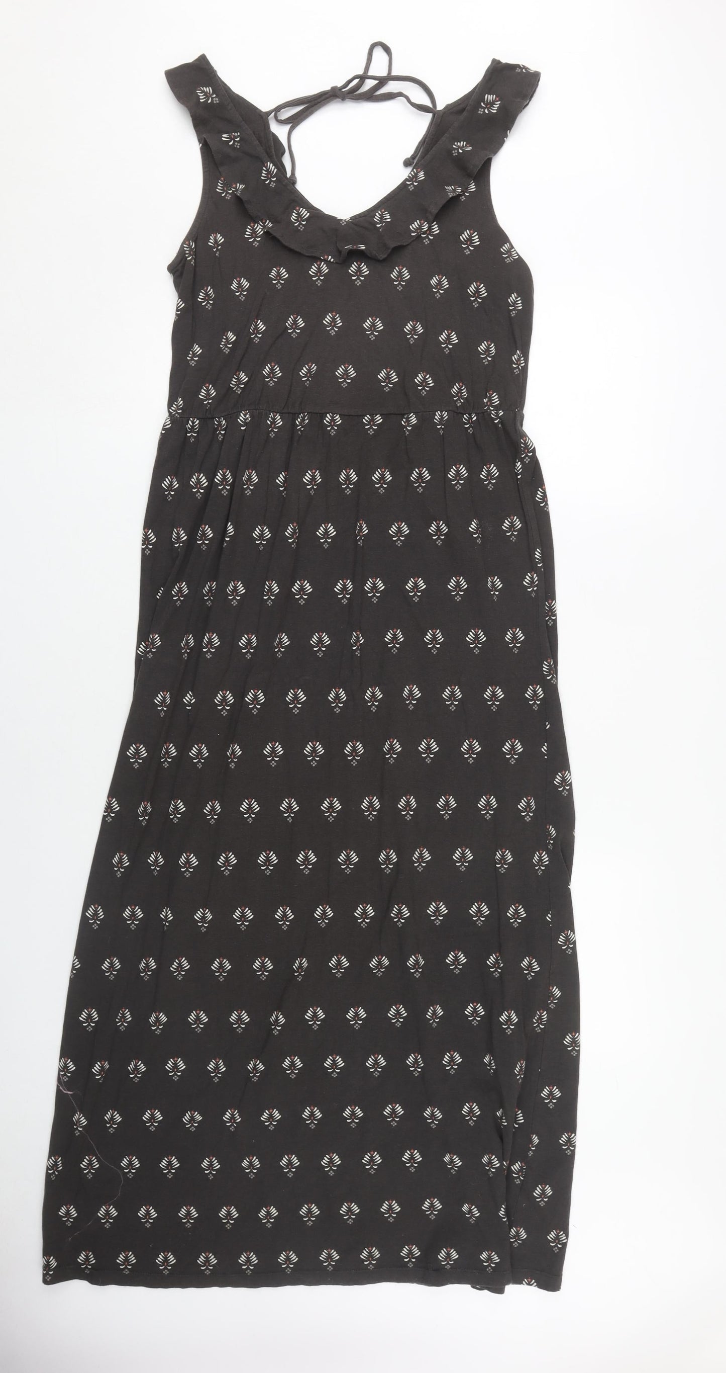 Fat Face Women's Black Floral Dress, Size 12, Sleeveless