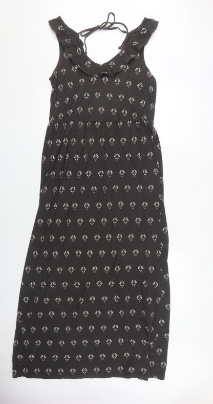 Fat Face Women's Black Floral Dress, Size 12, Sleeveless