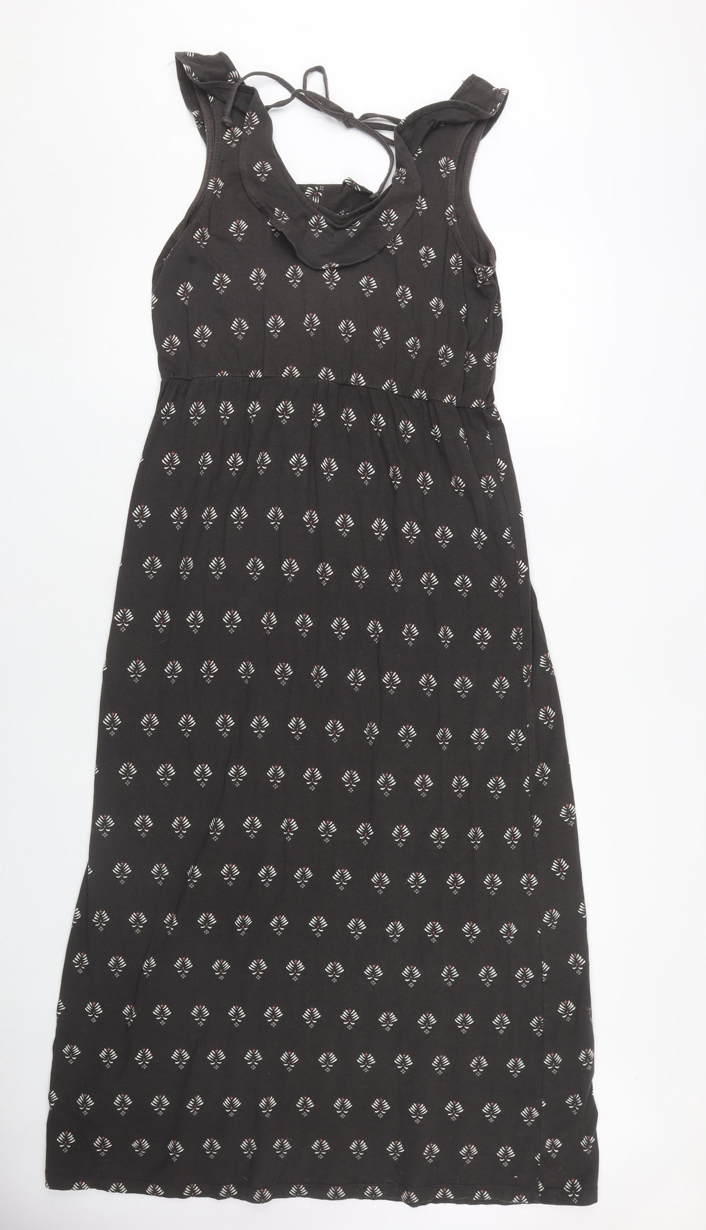 Fat Face Women's Black Floral Dress, Size 12, Sleeveless