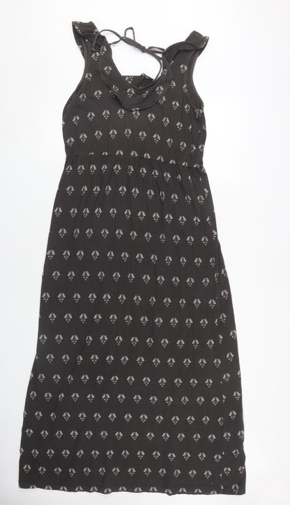 Fat Face Women's Black Floral Dress, Size 12, Sleeveless