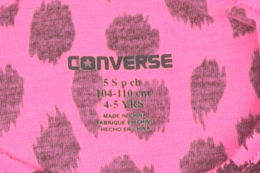 Converse Girls Grey Pink 4-5Y Animal Print Long Sleeve T-Shirt