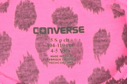 Converse Girls Grey Pink 4-5Y Animal Print Long Sleeve T-Shirt
