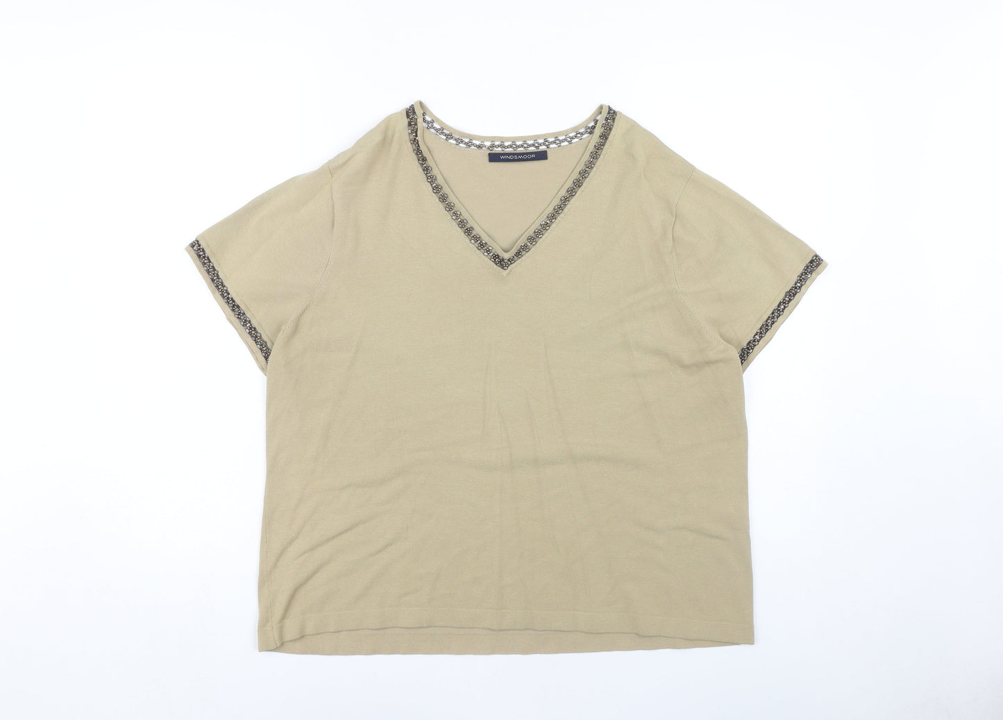 Womens UK Size L Plus Windsmoor Beige Basic T-Shirt