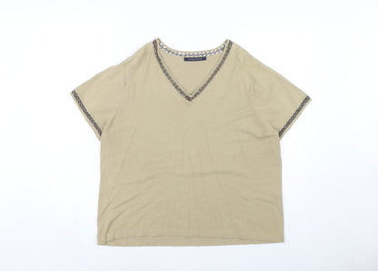 Womens UK Size L Plus Windsmoor Beige Basic T-Shirt