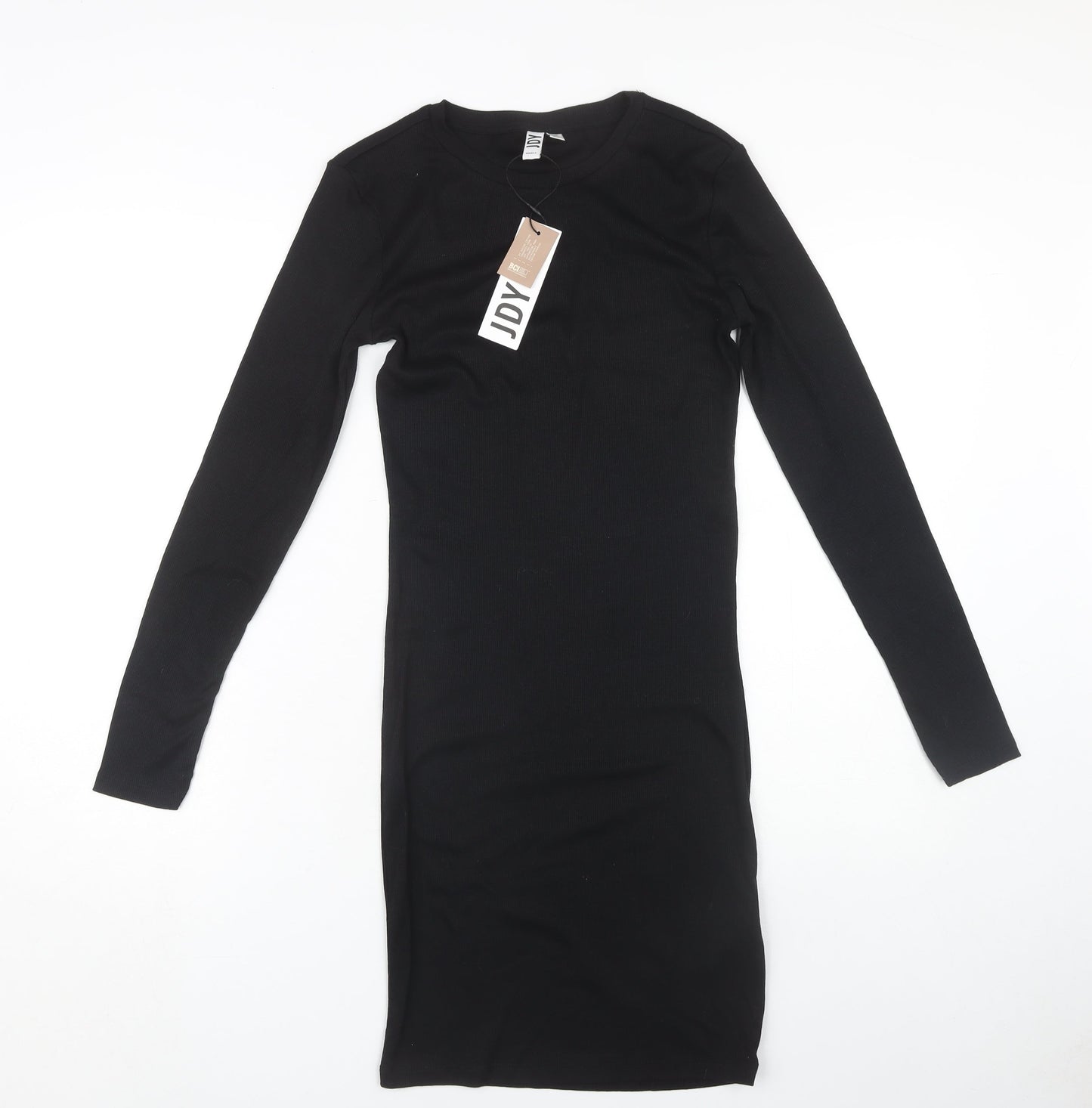 JDY Women's Black Bodycon Dress - Size S, Midi, Long Sleeve