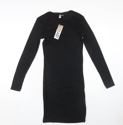 JDY Women's Black Bodycon Dress - Size S, Midi, Long Sleeve