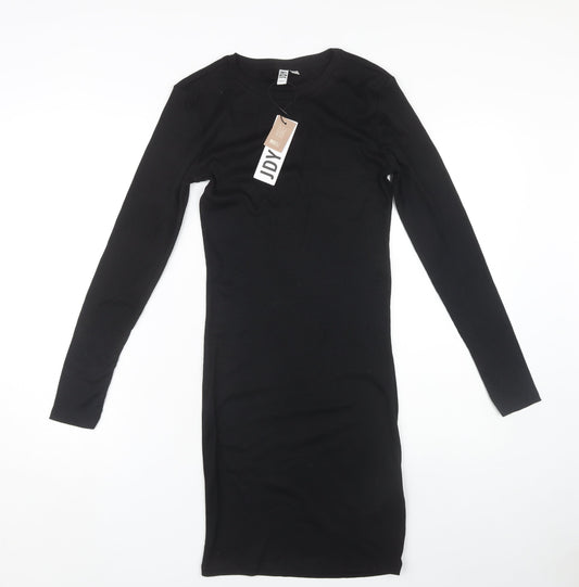 JDY Women's Black Bodycon Dress - Size S, Midi, Long Sleeve