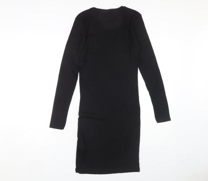 JDY Women's Black Bodycon Dress - Size S, Midi, Long Sleeve