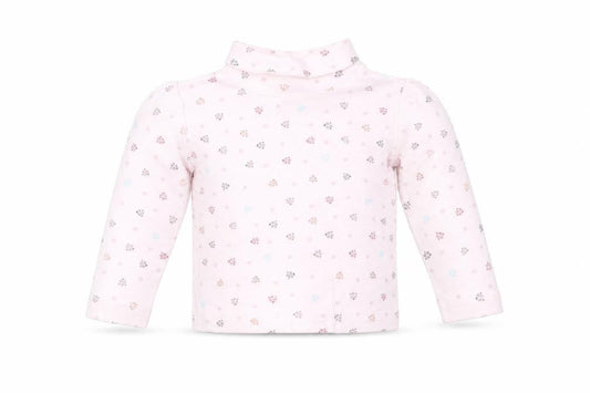 Front view of Junior J Pink Floral Top unisex baby long sleeve 12-18m
