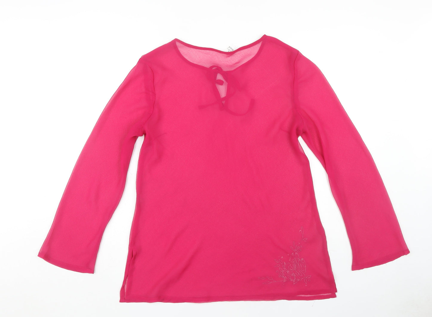 Jeff Banks Women's Pink Embroidered Sheer Cover Up M
