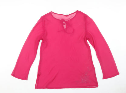 Jeff Banks Women's Pink Embroidered Sheer Cover Up M