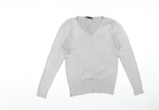 Caroline Morgan Women's Grey V-Neck Pullover Jumper Size 14