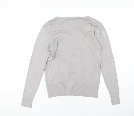Caroline Morgan Women's Grey V-Neck Pullover Jumper Size 14