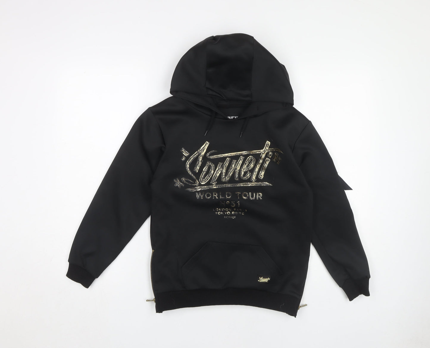 Sonneti Boys Black Pullover Hoodie 10-12 Years with Logo Details