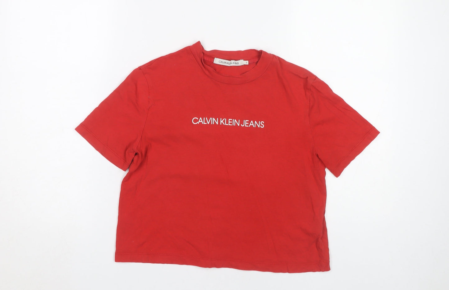 Womens UK Size S Calvin Klein Jeans Red Basic T-Shirt