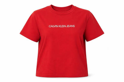 Womens UK Size S Calvin Klein Jeans Red Basic T-Shirt