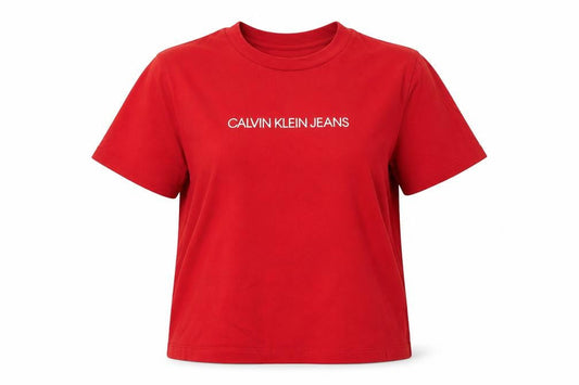 Womens UK Size S Calvin Klein Jeans Red Basic T-Shirt
