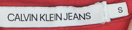 Womens UK Size S Calvin Klein Jeans Red Basic T-Shirt