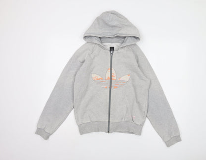 Adidas Women's Grey Full Zip Hoodie Size 10