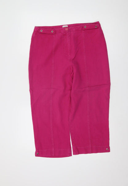 Womens UK Size 12 Viyella Regular Fit Capri Pink Trousers