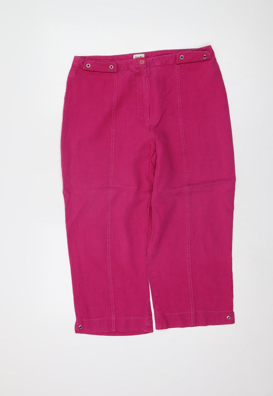 Womens UK Size 12 Viyella Regular Fit Capri Pink Trousers