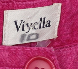 Womens UK Size 12 Viyella Regular Fit Capri Pink Trousers