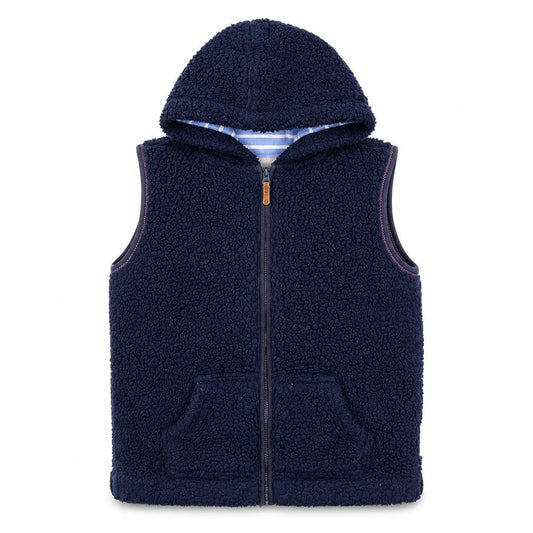 Fat Face Girls Navy Blue Hooded Fleece Gilet 10-11 Years