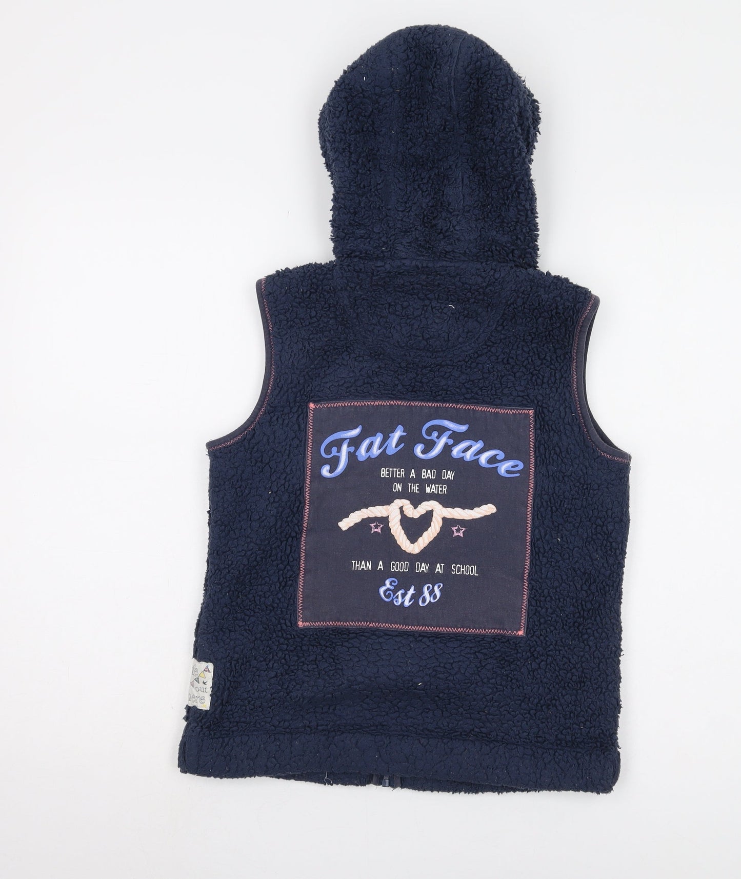 Fat Face Girls Navy Blue Hooded Fleece Gilet 10-11 Years