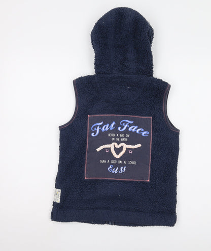 Fat Face Girls Navy Blue Hooded Fleece Gilet 10-11 Years