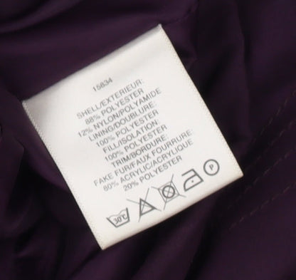 Jacques Vert Women's Purple Parka Coat M Casual