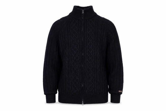 Authentic Clothing Men's XL Black Cable-Knit Full Zip Jumper