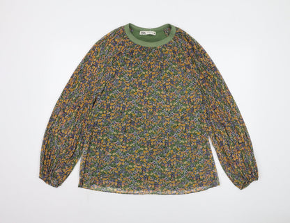 Womens UK Size XS Zara Green Basic Blouse