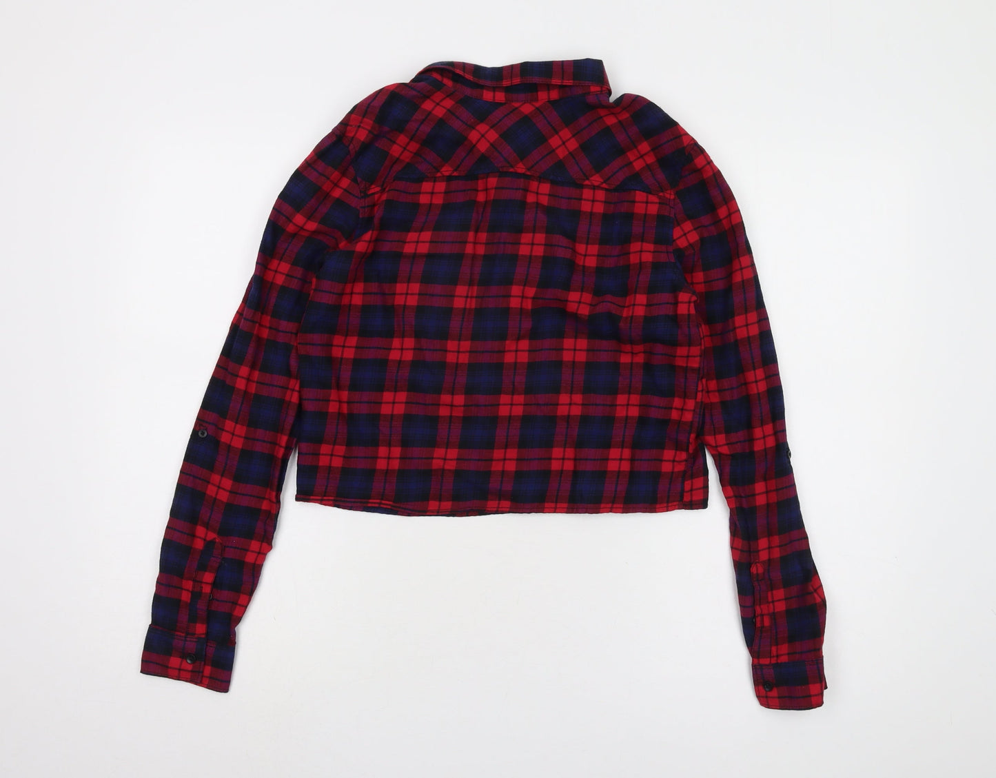 Womens UK Size 6 H&M Red Cropped Button-Up
