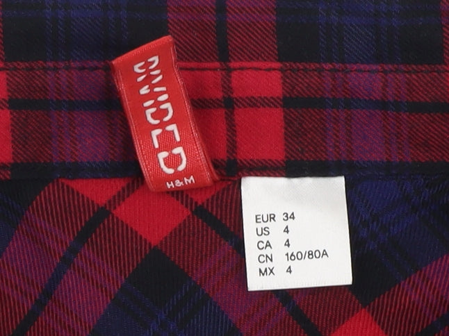 Womens UK Size 6 H&M Red Cropped Button-Up