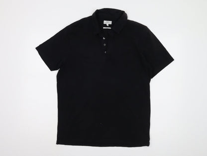 Next Men's Black Polo Shirt L Solid Easy Care Casual