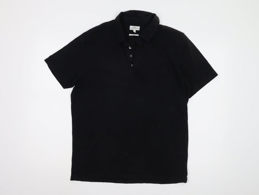 Next Men's Black Polo Shirt L Solid Easy Care Casual