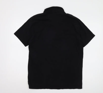 Next Men's Black Polo Shirt L Solid Easy Care Casual