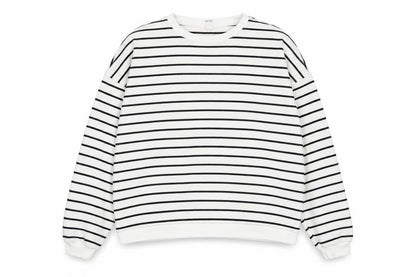 In Other Words Women's Black and White Striped XS Pullover Sweatshirt