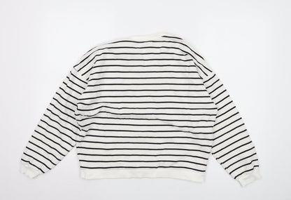 In Other Words Women's Black and White Striped XS Pullover Sweatshirt