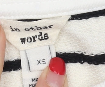 In Other Words Women's Black and White Striped XS Pullover Sweatshirt