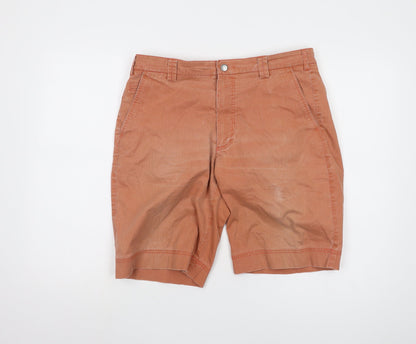 Brook Taverner Men's Brown Chino Shorts, Size 34, Classic Style