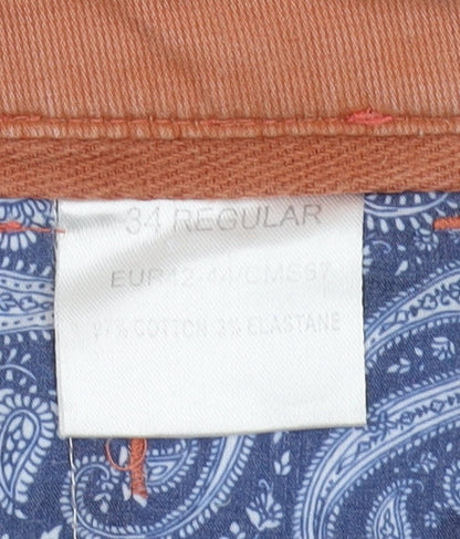 Brook Taverner Men's Brown Chino Shorts, Size 34, Classic Style