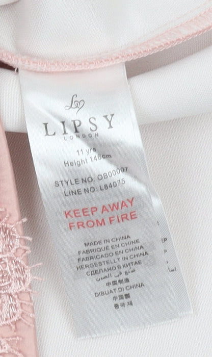 Lipsy Girls Pink A-Line Party Dress, Knee Length, 11 Years